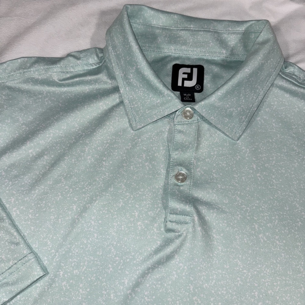 Footjoy FJ Polo Shirt Mens Extra Large Light Green Speckled Short Sleeve Golf